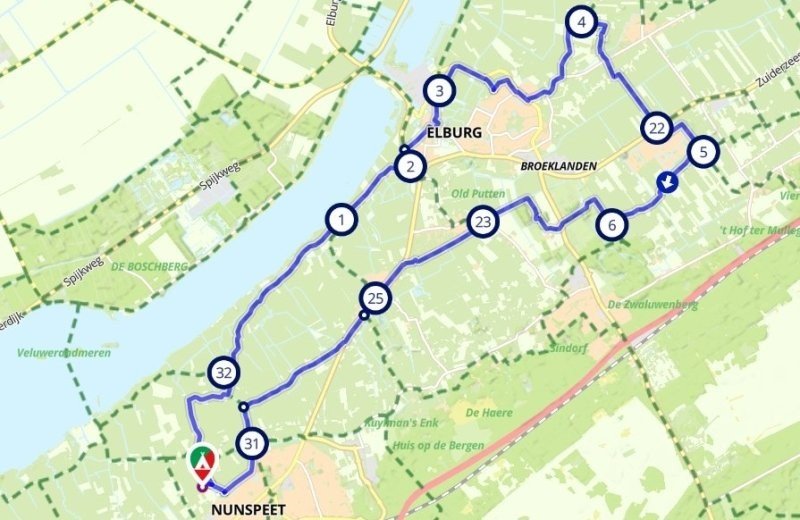 Fietsroute Veluwe via Oldebroek en Elburg